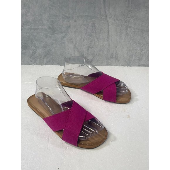 Old Navy womens size 8 Pink Linen Cross Strap Sandals - Picture 15 of 16